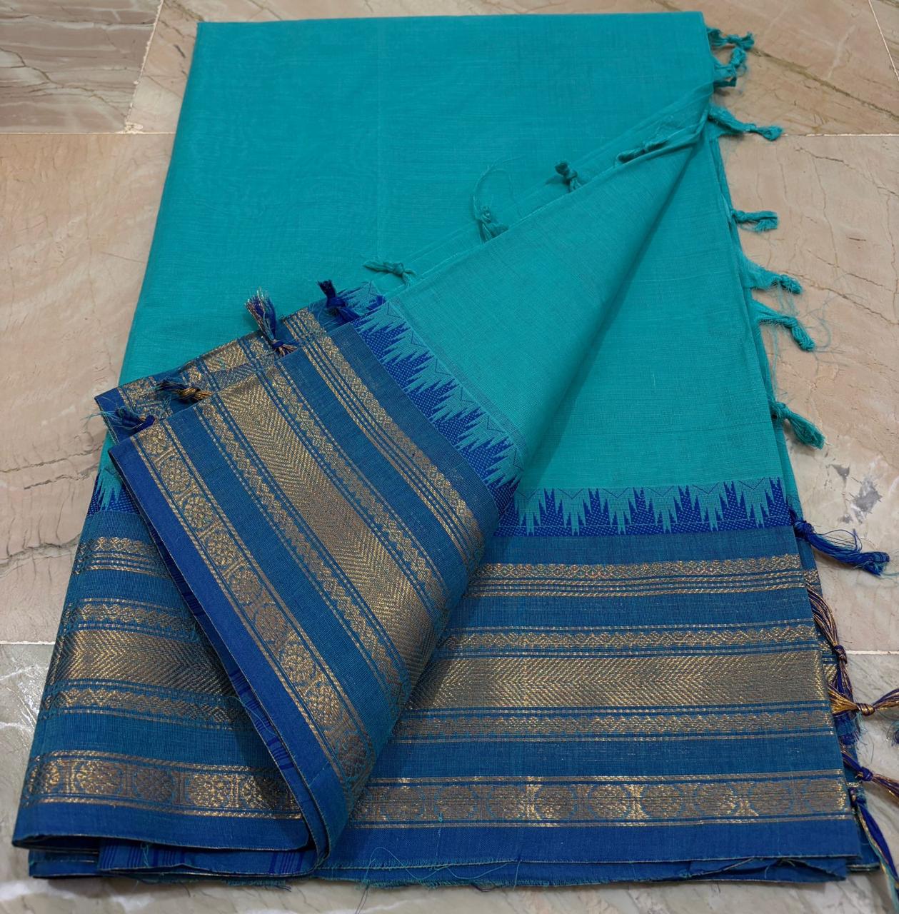 Traditional Kanchi Cotton Saree with Elegant Border